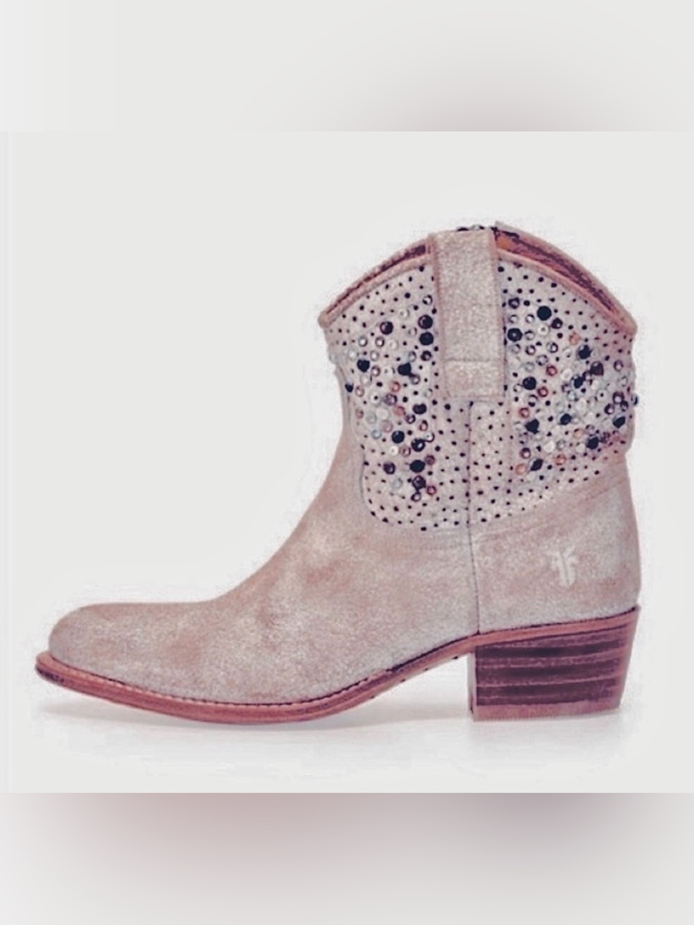Frye Deborah Studded Bling Distressed Studded Western Boots Ankle Booties
